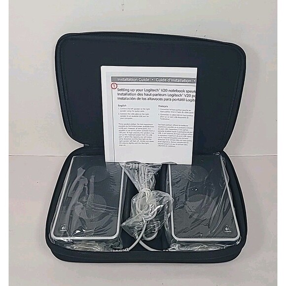 Logitech V20 USB Powered Notebook Laptop Speakers S-0155A with Zippered Case - Picture 1 of 6